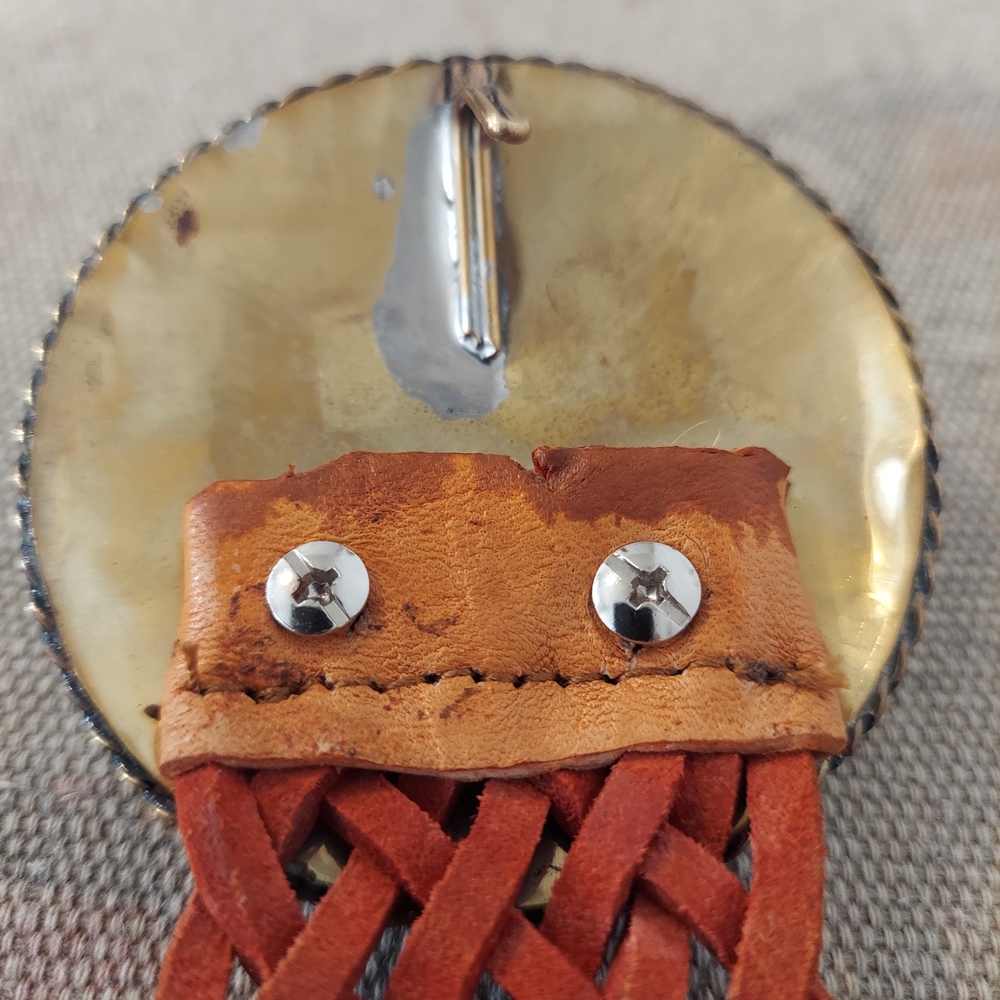 Braided Leather Belt With Stone Buckle - Picture 3 of 7
